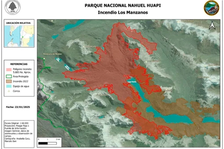 El fuego ya consumió casi 6.000 hectáreas en el Parque Nahuel Huapi