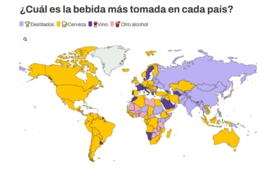 El mapa en todo el mundo.