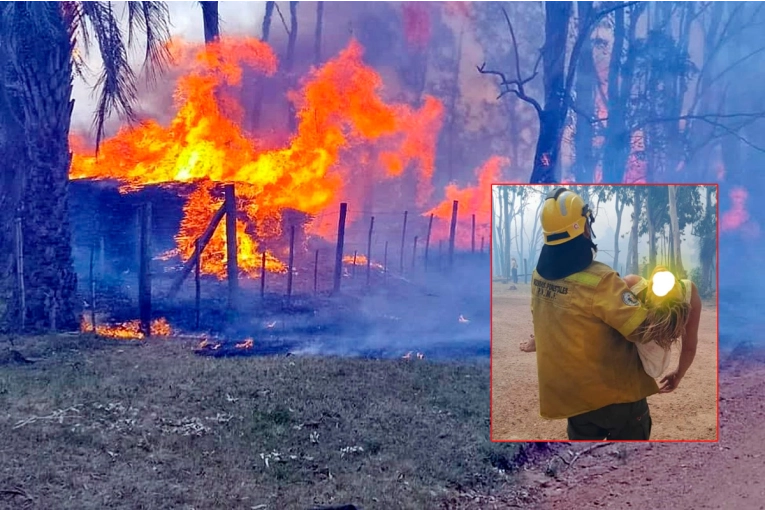 Mujer rescatada en incendio: confirman que se quemaron más de 25 hectáreas en Concordia