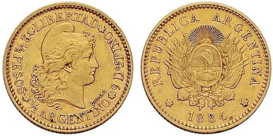 Moneda hist&oacute;rica argentina del siglo XIX