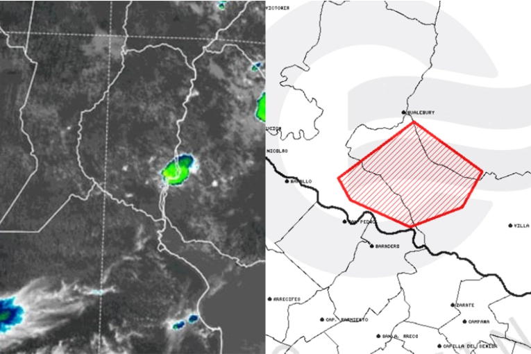 Emitieron aviso a corto plazo por tormentas para una zona de Entre Ríos