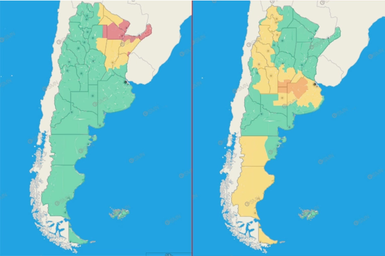 Cuáles son las provincias en las que rigen hoy alertas por calor extremo, tormentas, lluvias o granizo