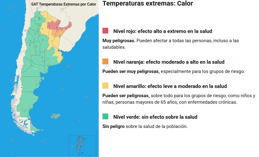 Provincias en alerta por calor extremo. SMN