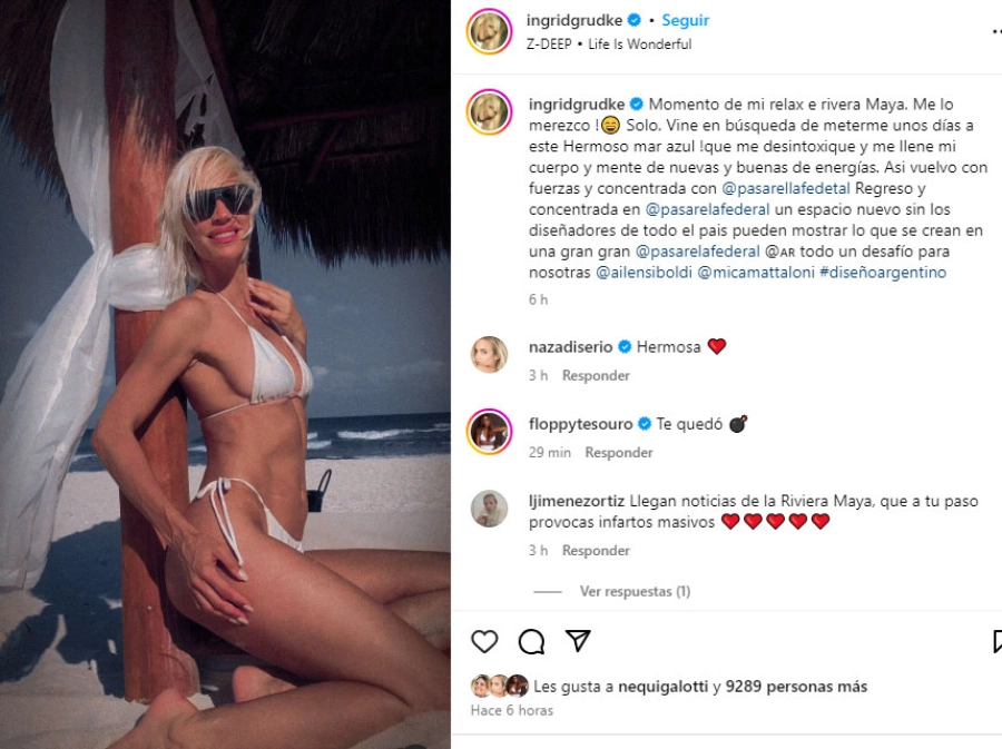 Ingrid Grudke a pura sensualidad. Instagram