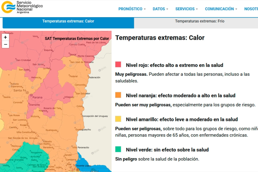 Alerta por temperatura extrema en Entre Ríos.