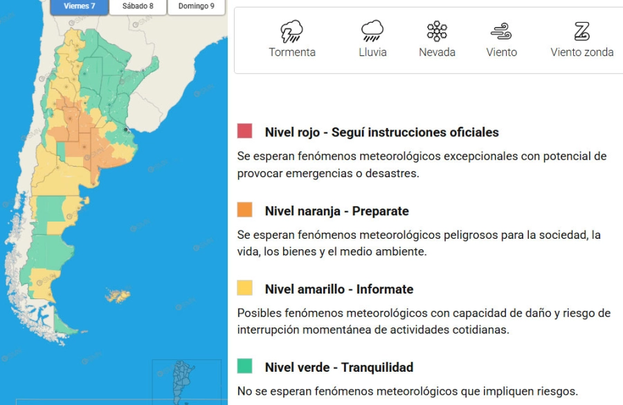 Provincias en alerta por tormentas y lluvias. SMN