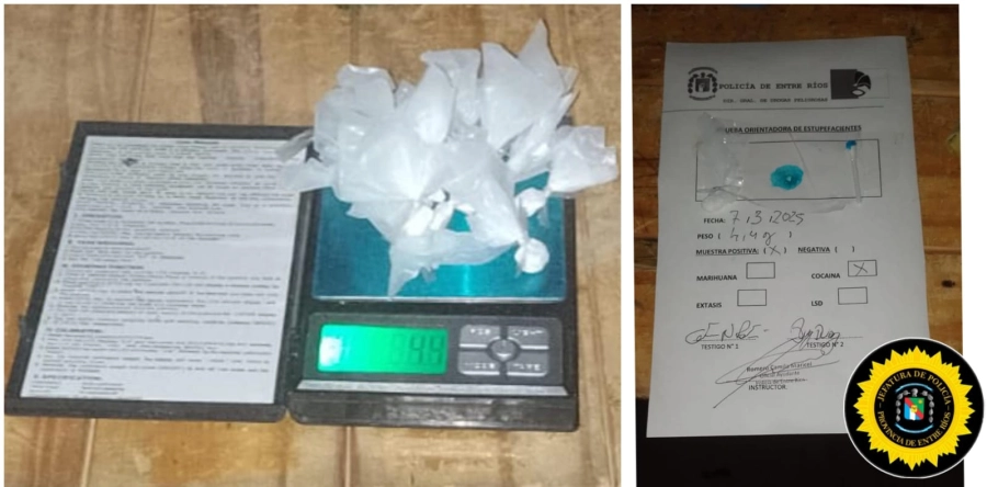 Secuestraron coca&iacute;na y marihuana en allanamiento en Paran&aacute; (foto Polic&iacute;a de Entre R&iacute;os)