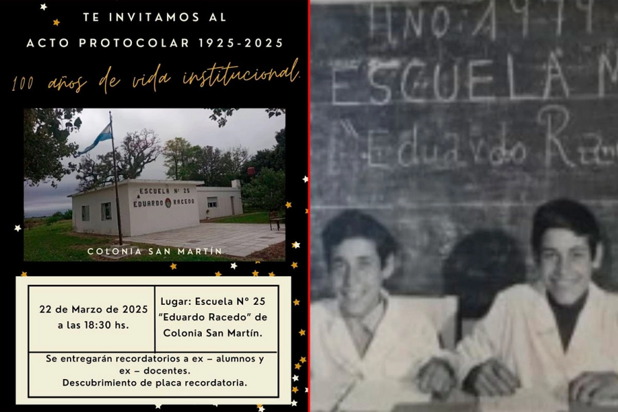 La invitaci&oacute;n y una foto de exalumnos.