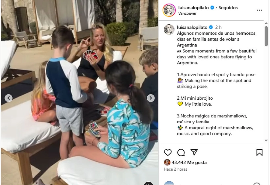 Luisana Lopilato y sus hijos. Instagram