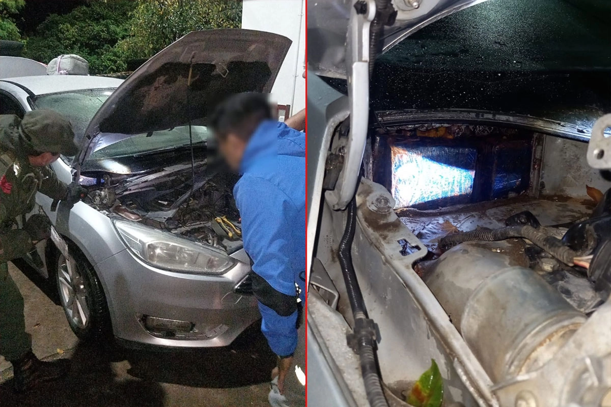 Cocaína envainada en auto. Cocaína envainada en auto.