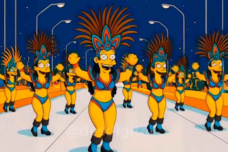 Los carnavales entrerrianos, en modo "Los Simpson" (foto captura de @desdigital)