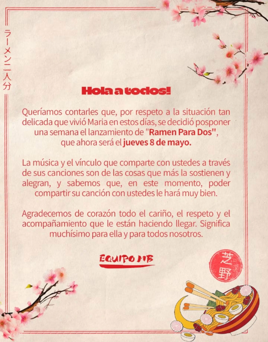 El comunicado de Mar&iacute;a Becerra. Instagram