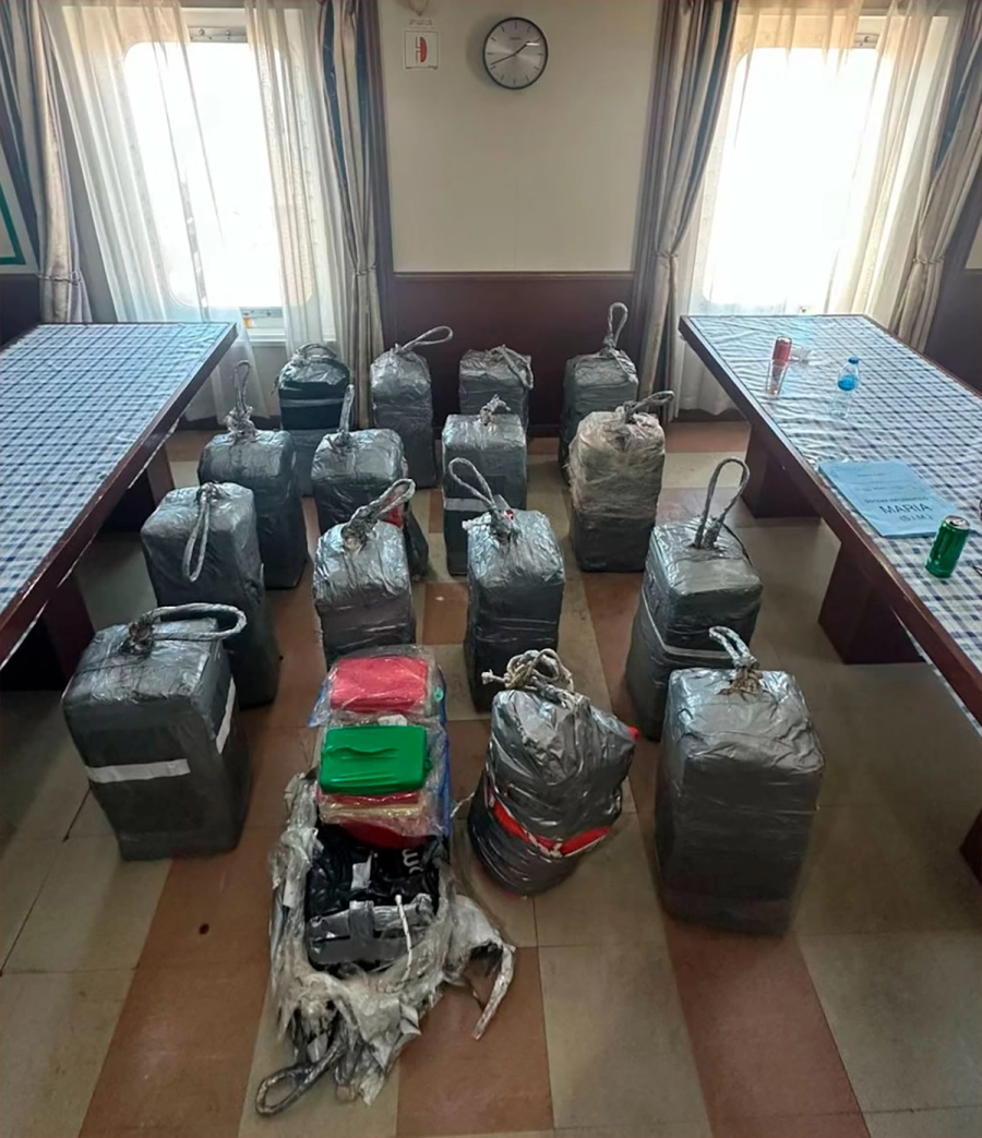 Los 16 paquetes donde se escondía la droga.