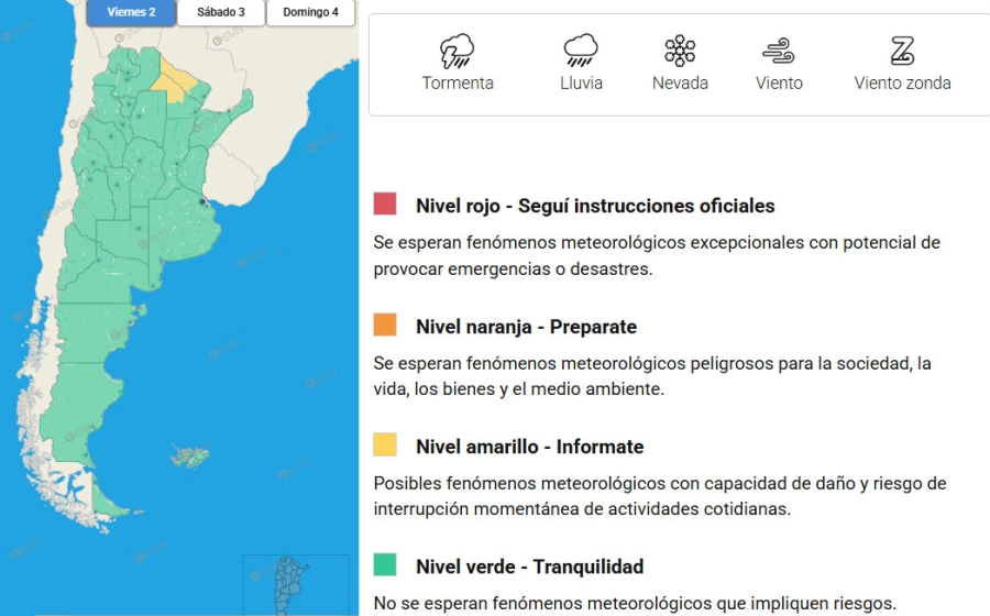 Provincias en alerta. SMN
