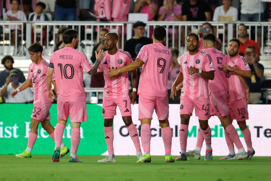 El festejo del Inter Miami por el 1-0 ante New York RB (Foto: Getty Images/AFP)