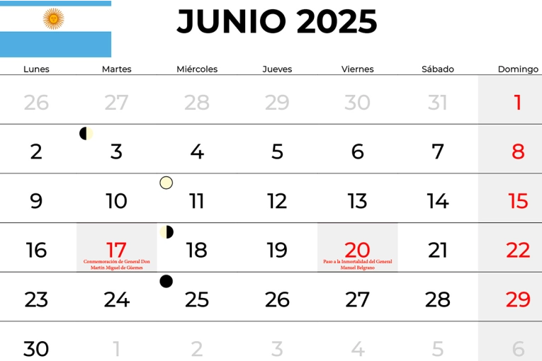 Feriados 2025: qué semana de junio tendrá sólo tres días laborables