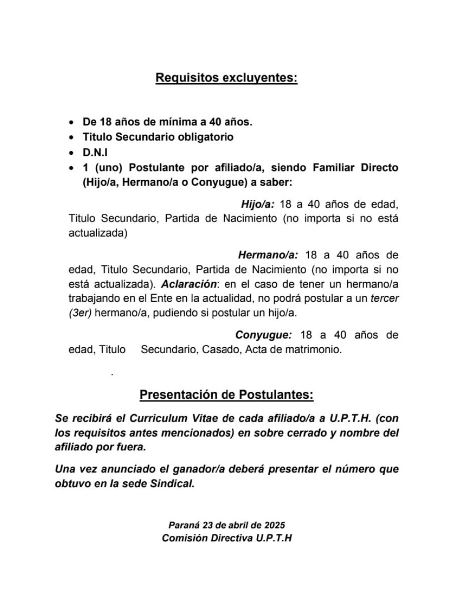 Estos eran los requisitos para postularse. Redes