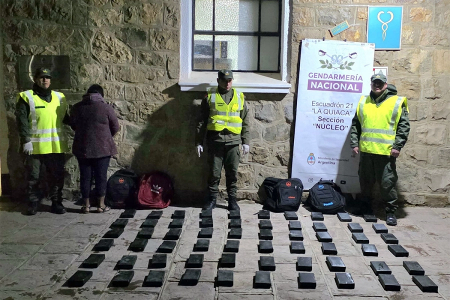 Cocaína incautada en Jujuy. Gendarmería Nacional