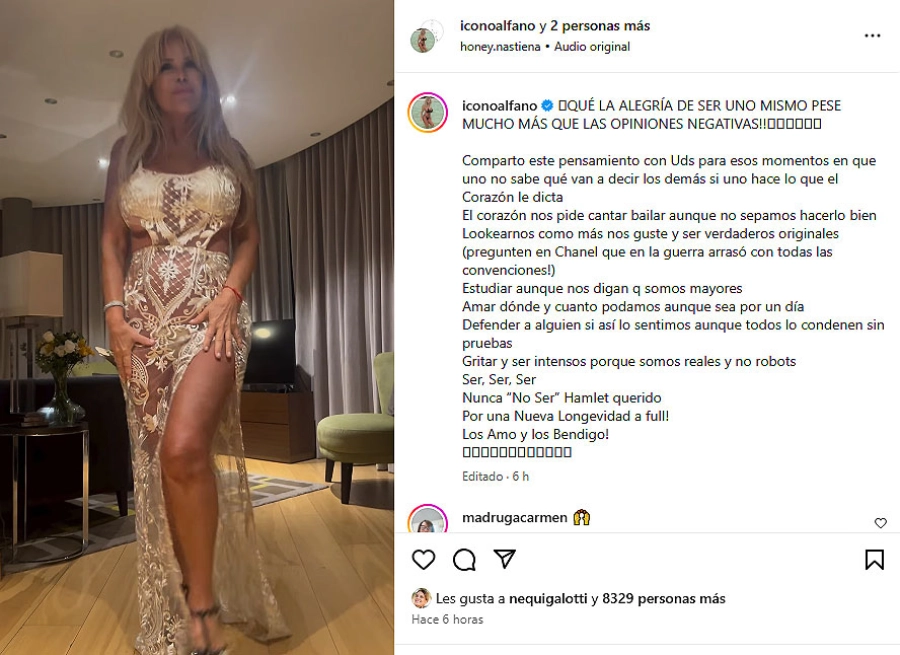 Graciela Alfano no deja de sorprender. Instagram