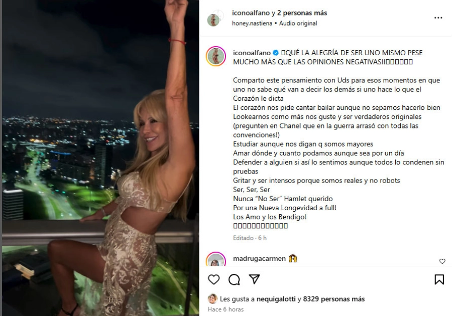 Alfano combin&oacute; sensualidad, elegancia y audacia. Instagram