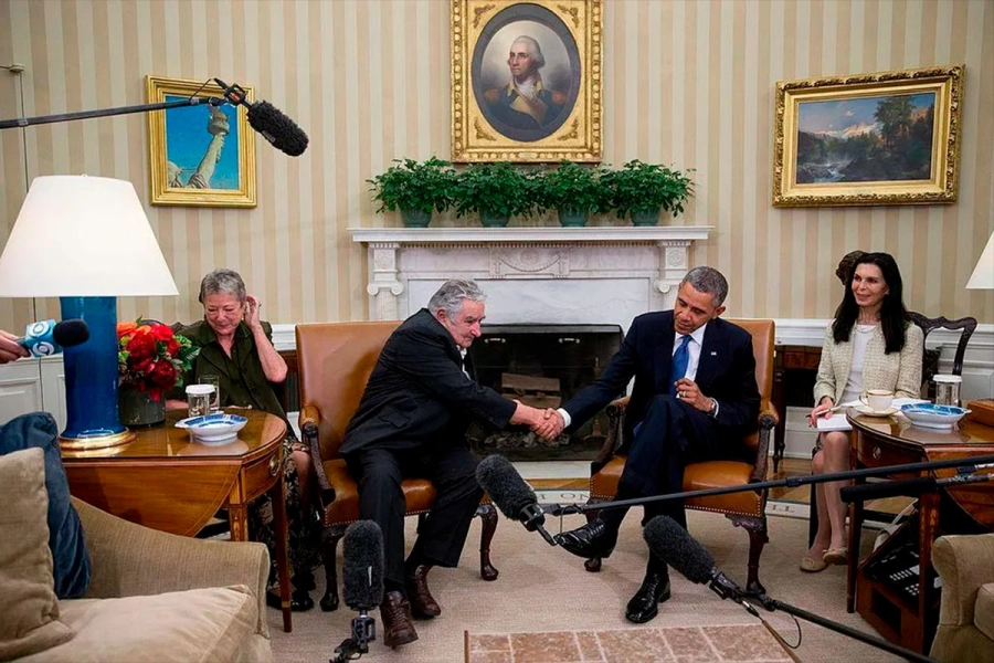 Mujica junto a Obama en la Casa Blanca en 2014. (Getty Images)
