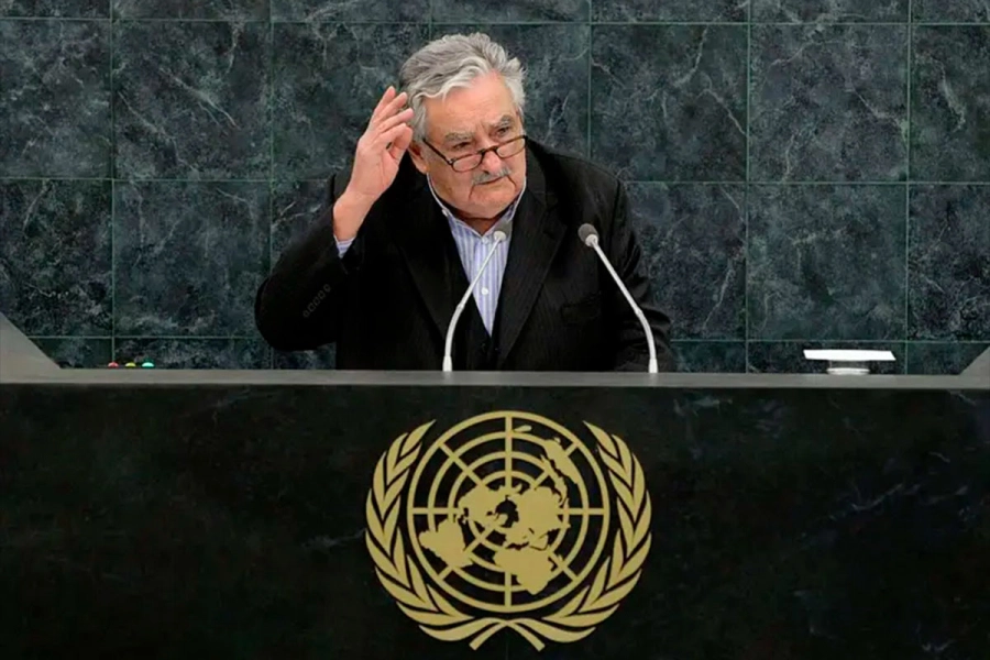 Mujica hablando ante la Asamblea General de Naciones Unidas en 2013. (Getty Images).