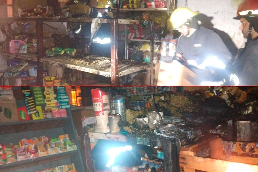 Incendio en verduler&iacute;a de Cerrito (foto Bomberos Voluntarios de Cerrito)