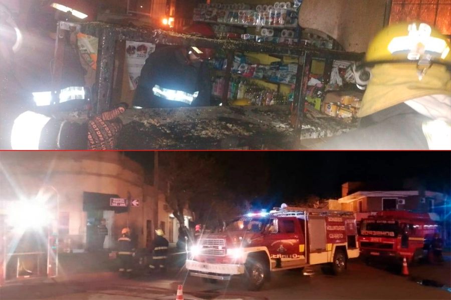 Incendio en verduler&iacute;a de Cerrito (foto Bomberos Voluntarios de Cerrito)