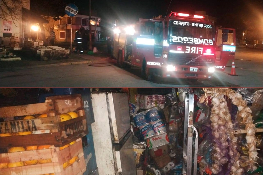 Incendio en verduler&iacute;a de Cerrito (foto Bomberos Voluntarios de Cerrito)