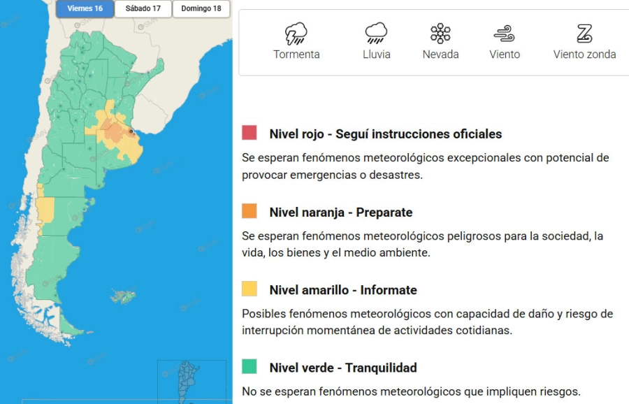Alerta por tormentas para hoy. SMN