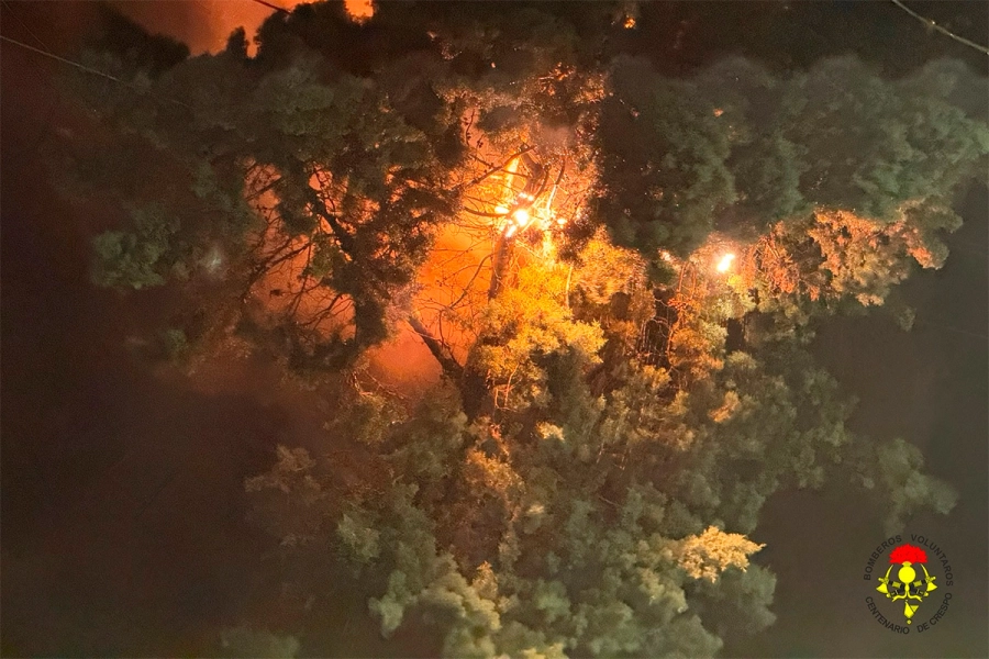 Temporal y principio de incendio en Crespo (foto Bomberos Voluntarios de Crespo)