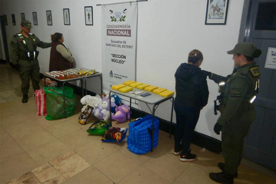 Cocaína incautada en Santiago del Estero. Gendarmería Nacional
