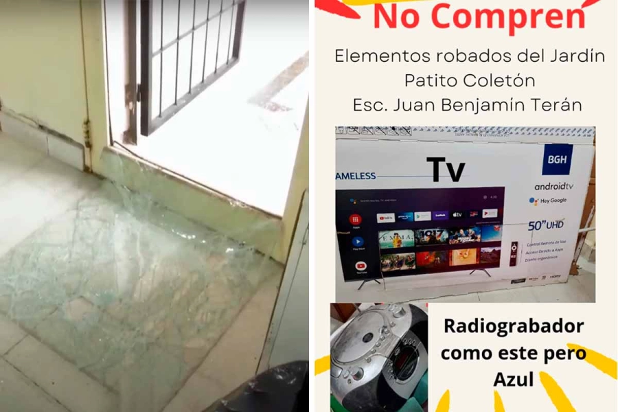 El vidrio roto y los elementos robados