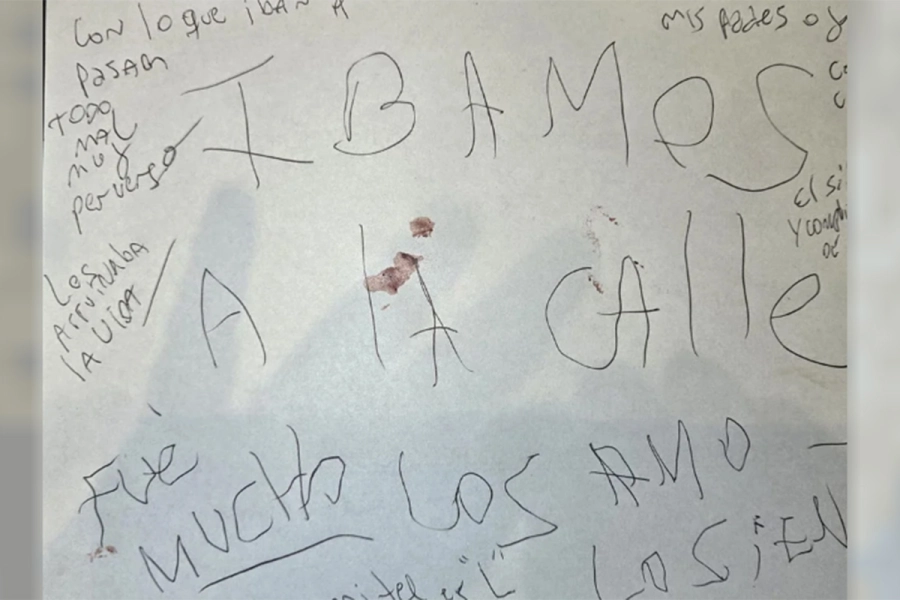 La carta que encontraron en la cocina.