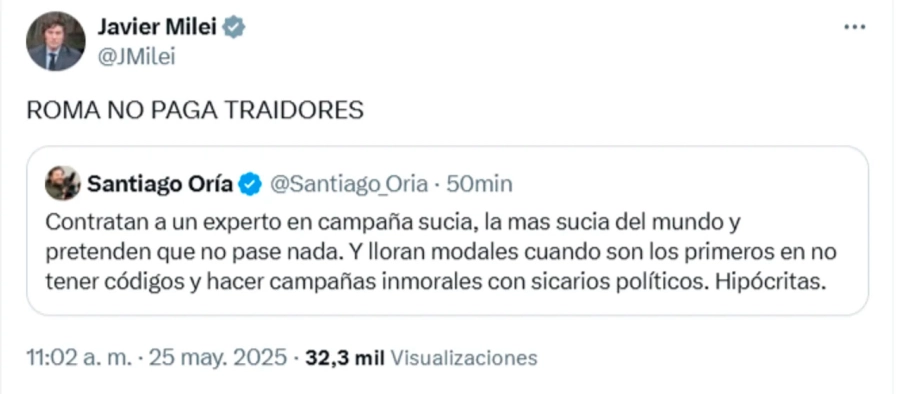 El  primer posteo de Milei. Red X
