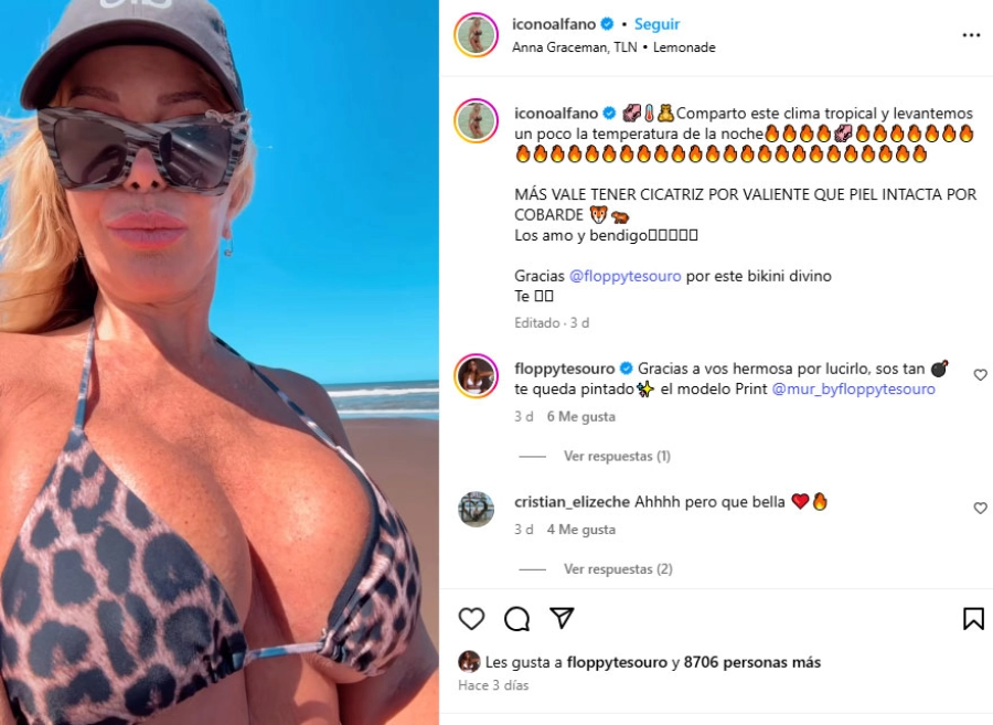 Graciela Alfano luci&oacute; una microbikini animal print. Instagram