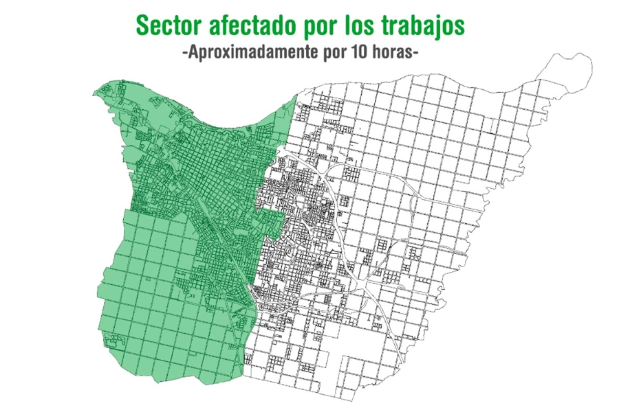 La zona afectada por el corte de agua