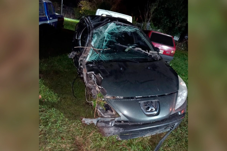 El Peugeot qued&oacute; destruido en un lateral (foto UrdiDigital)