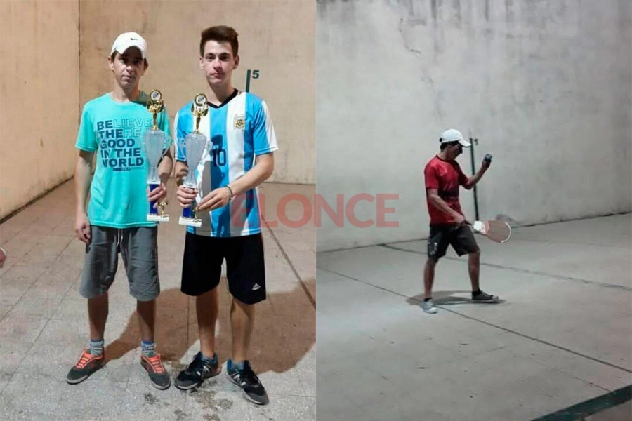 Los hermanos Julio y Nicol&aacute;s Fratte, apasionados por la pelota-paleta en Hasenkamp (foto Facebook)