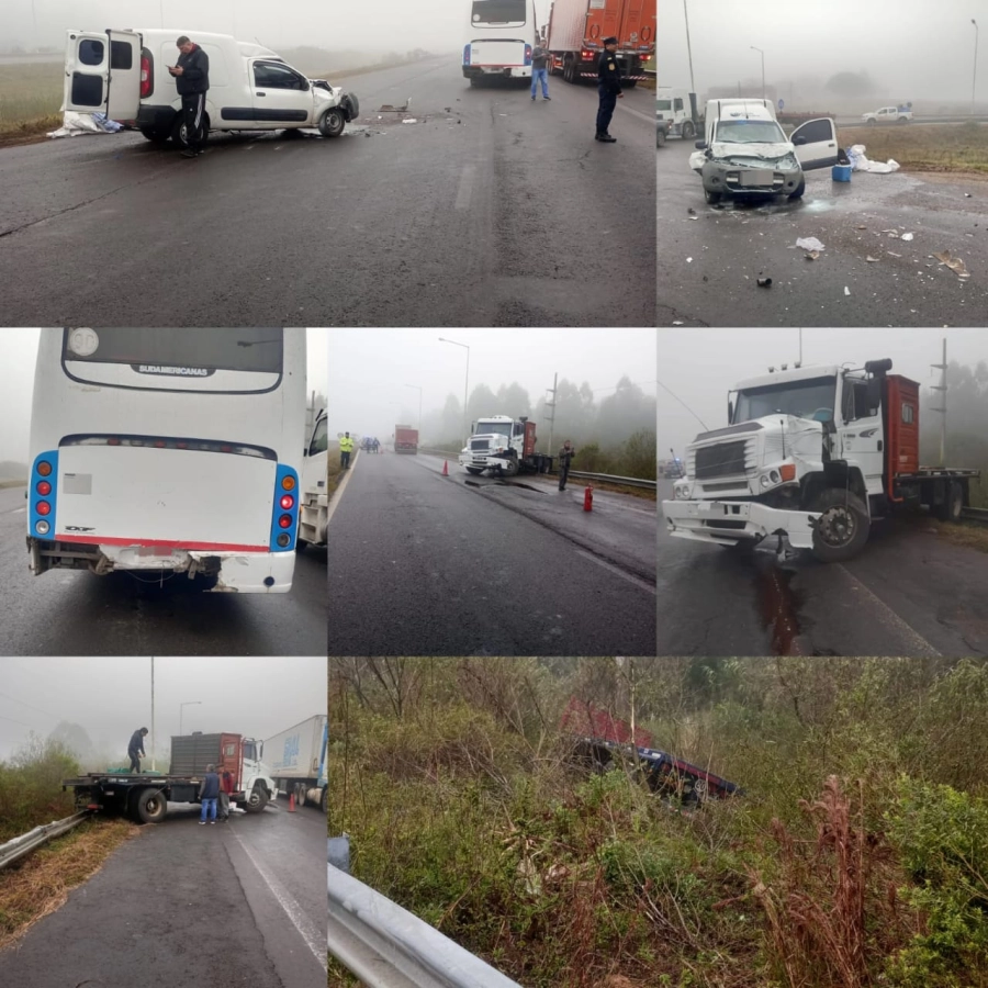 Por la niebla, chocaron un transporte escolar y un utilitario sobre la Autov&iacute;a Artigas
