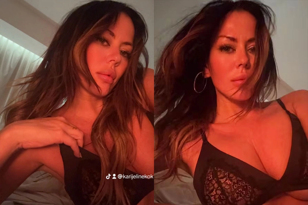 Karina Jelinek lució lencería. Karina Jelinek lució lencería.