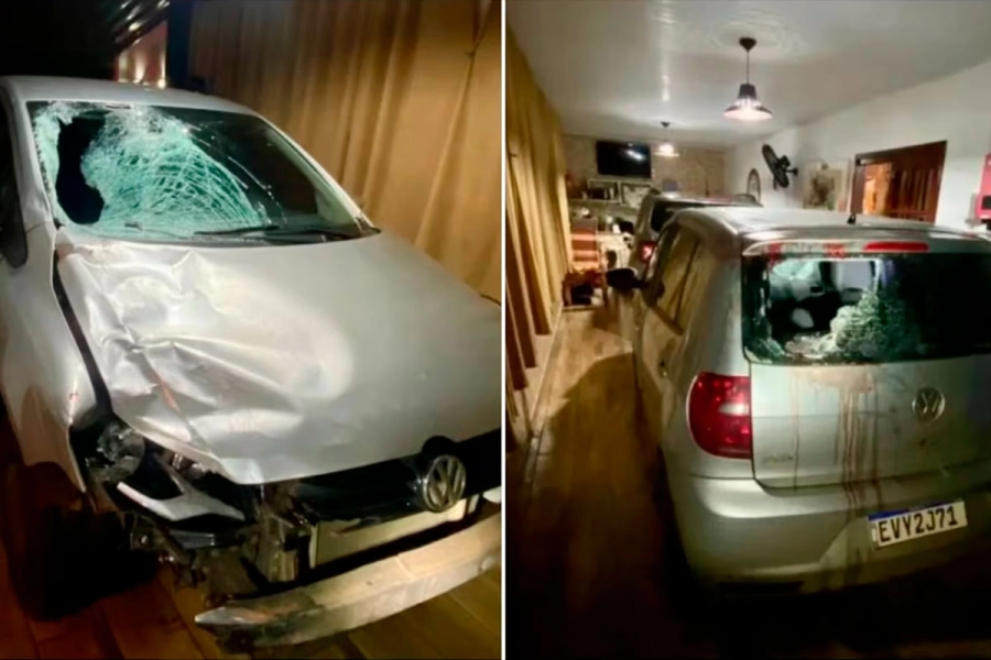 Así quedó el auto tras el choque. (Foto: El Territorio).
