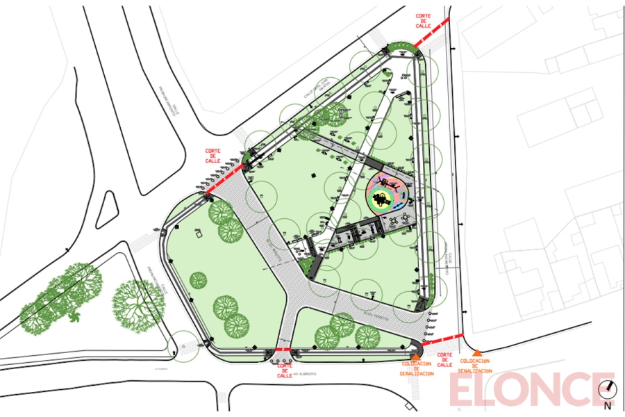 Dispusieron cortes de tr&aacute;nsito por obras en la futura Plaza Borges de Paran&aacute; (foto Elonce)