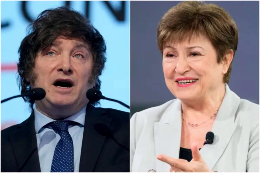 Javier Milei y Kristalina Georgieva, la titular del FMI.