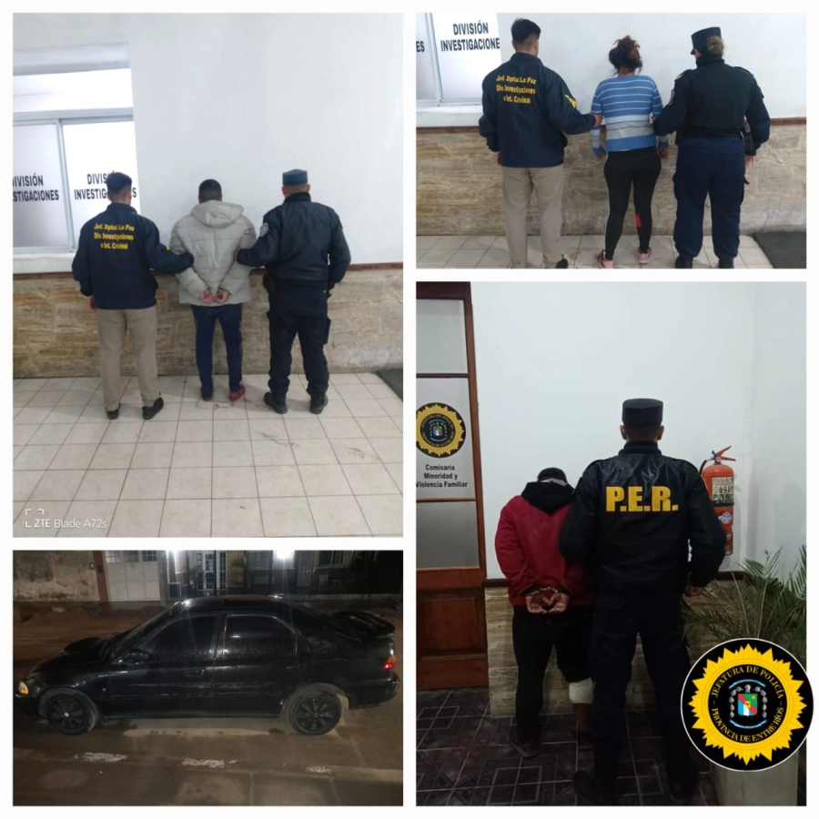 Tres detenidos en La Paz tras atropellar a un joven y agredir a polic&iacute;as (foto Polic&iacute;a de Entre R&iacute;os)