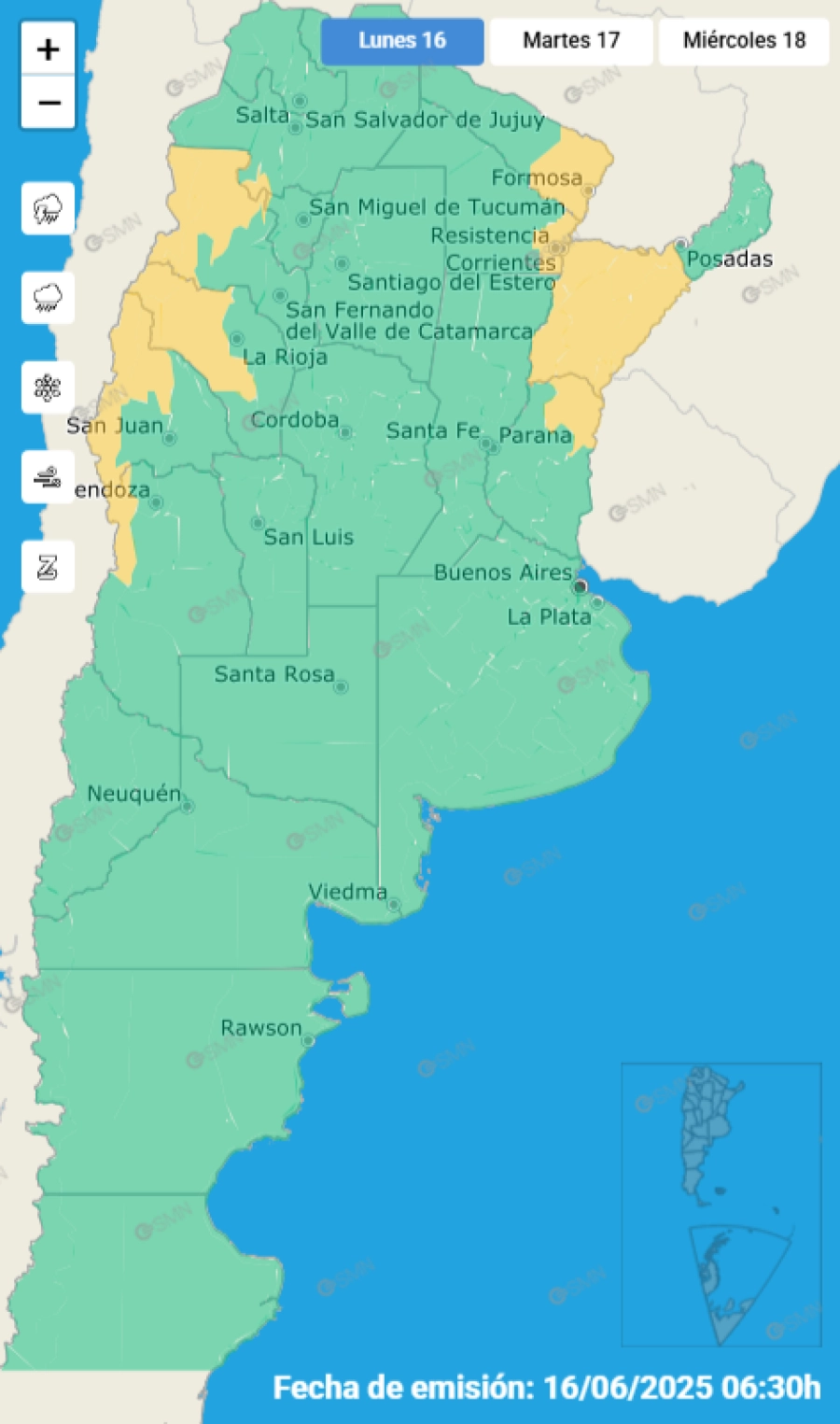 Alerta amarilla por tormentas