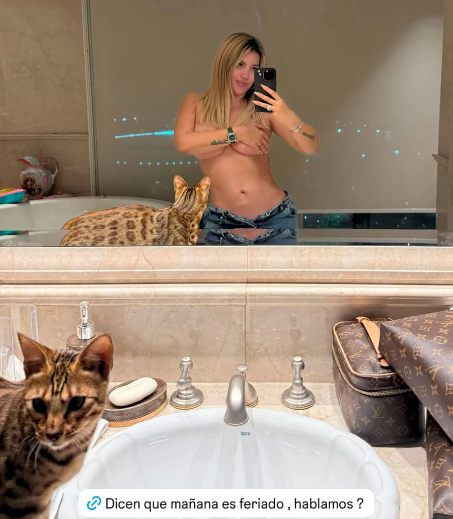 La foto de Wanda Nara al desnudo en su ba&ntilde;o (Instagram)