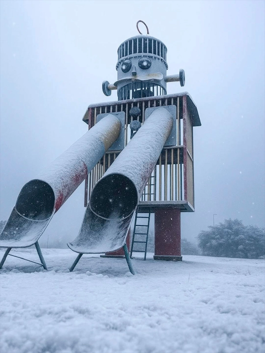 El robot del parque infantil. Simulaci&oacute;n generada con IA en 2025. (PHM)