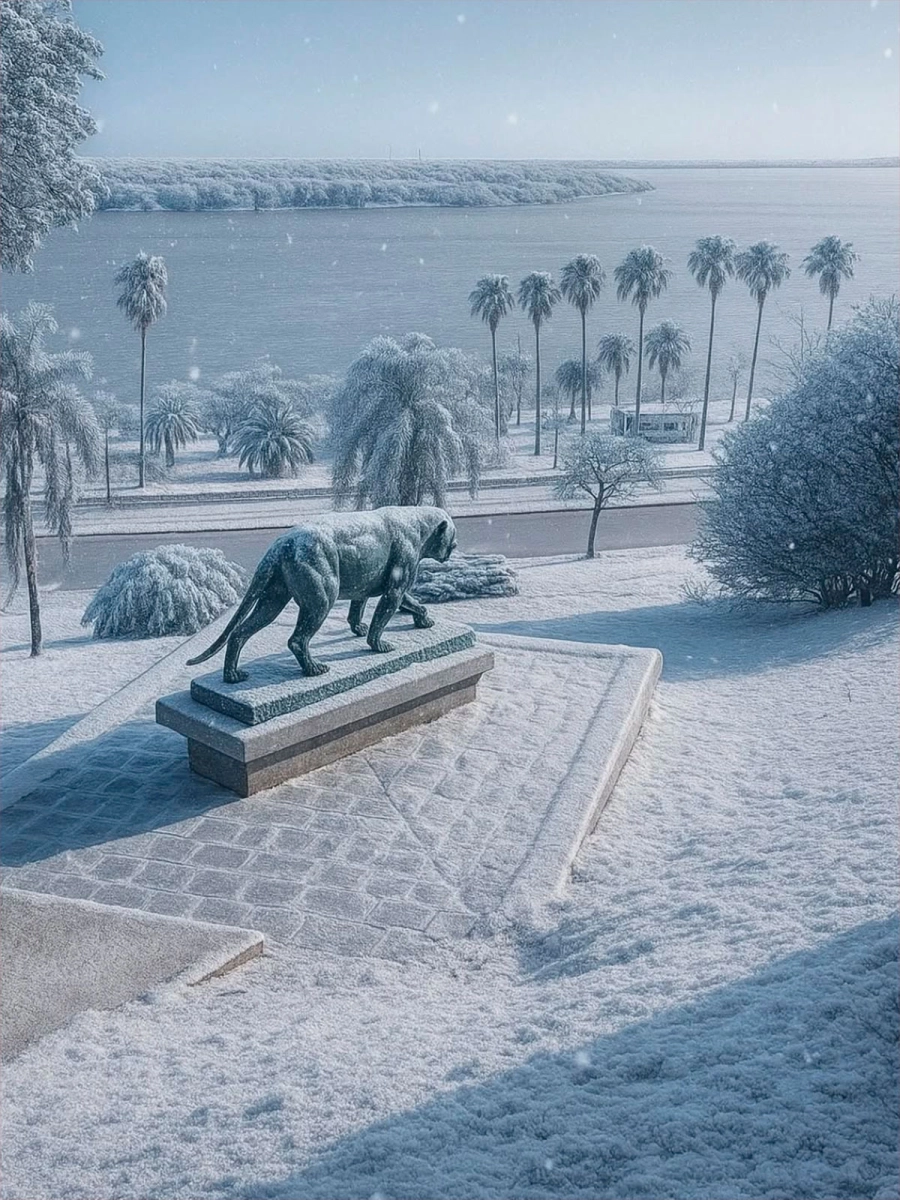 Una vista del r&iacute;o desde el Parque Urquiza. Simulaci&oacute;n generada con IA en 2025. (PHM)