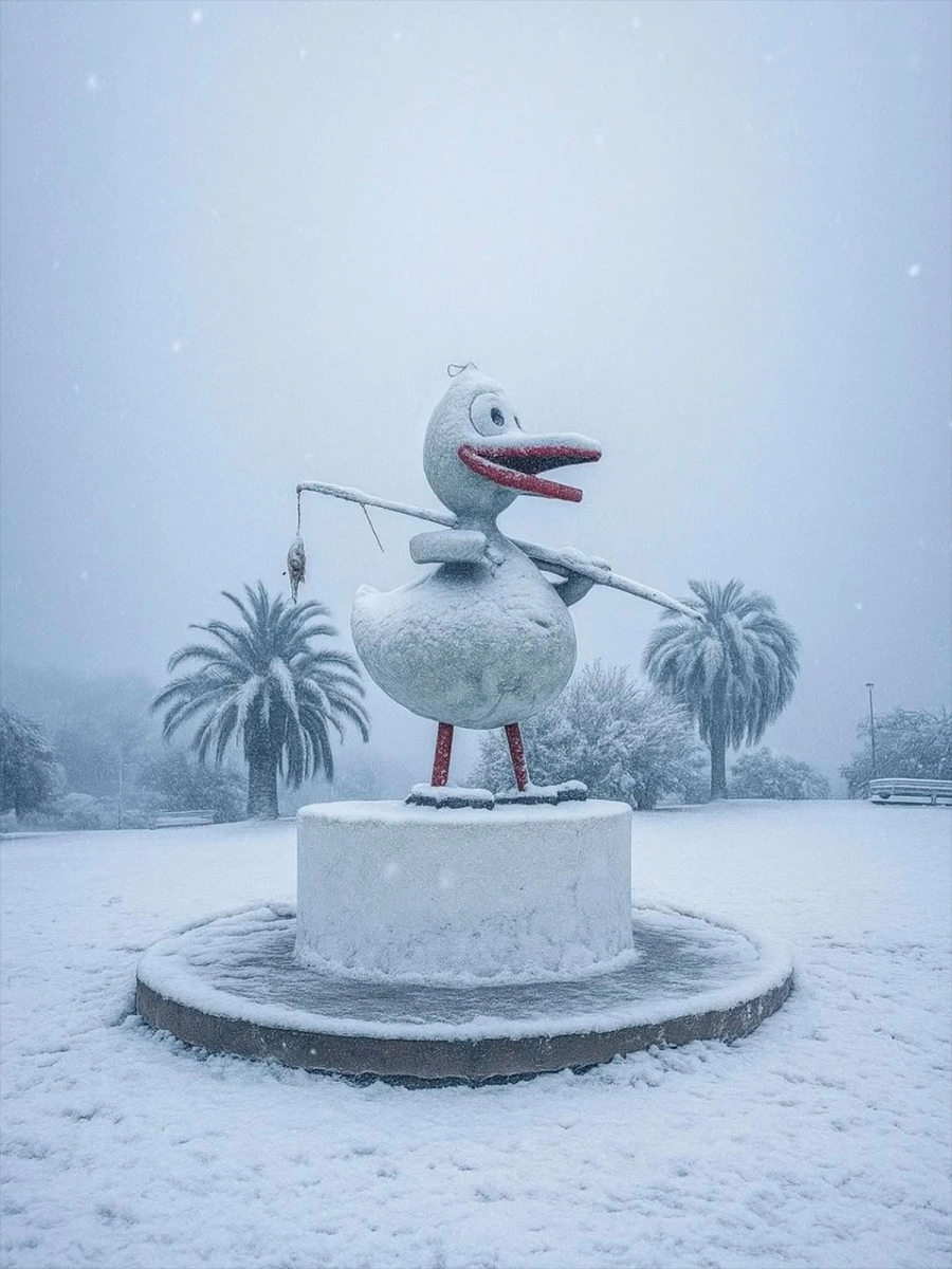 El patito sirir&iacute; del parque infantil. Simulaci&oacute;n generada con IA en 2025. (PHM)